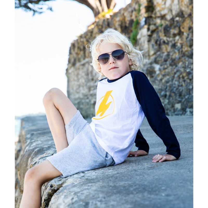 flash print t-shirt long sleeve raglan sleeved