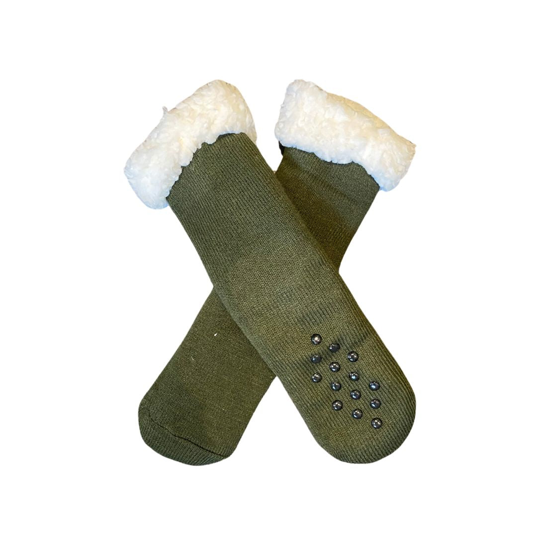 Army green slipper socks