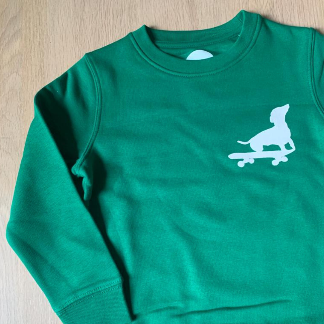 LAST CHANCE! Dog on a Skateboard Green Sweatshirt