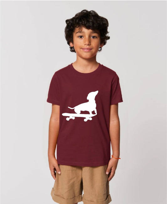 LAST ONE! Big Dog on a Skateboard T shirt // Burgundy