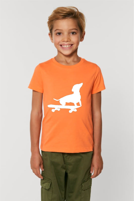 LAST ONE! Big Dog on a Skateboard T shirt // Sunshine Orange