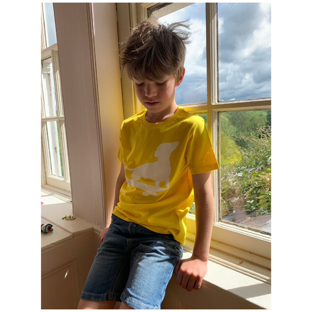 yellow dog t-shirt skateboard too