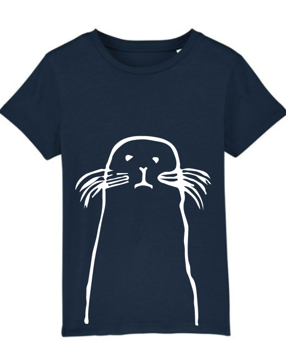 LAST ONE! Organic Seal Print T shirt // Navy